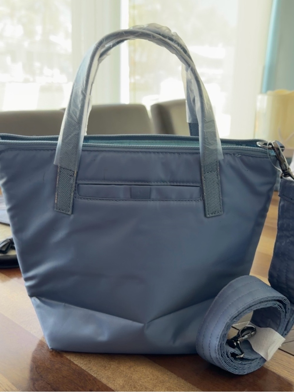 lug life Quilted Blue Tote with Sea Turtle and Coral Embroidery - Picture 2 of 3